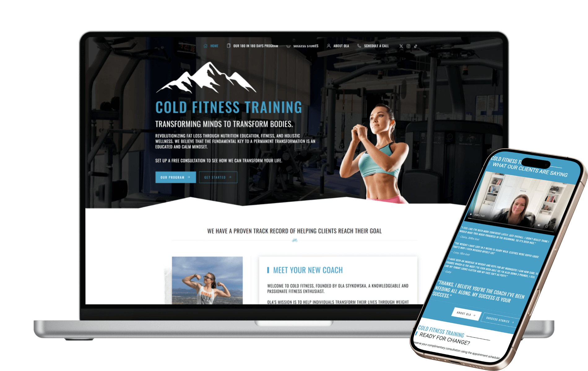Cold Fitness Training website on laptop mobile